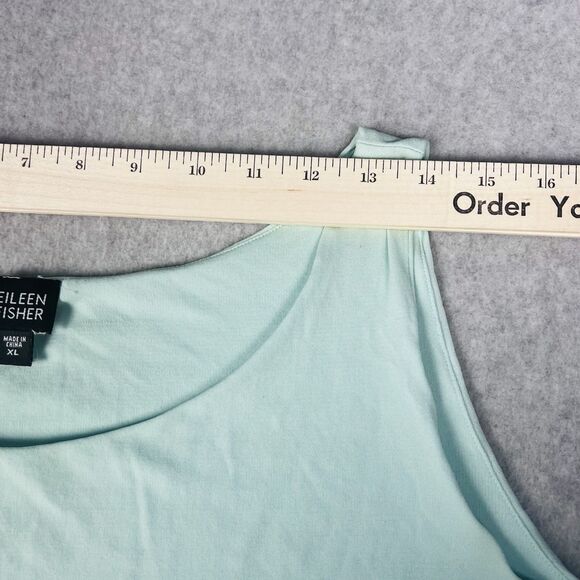 Eileen Fisher Tank Top Womens XL Blue Green Silk Sleeveless Round Neck Blouse - Picture 6 of 15